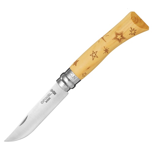 Нож Opinel №7 Nature, нержавеющая сталь, рукоять самшит, гравировка звезды, 001549 фото 2